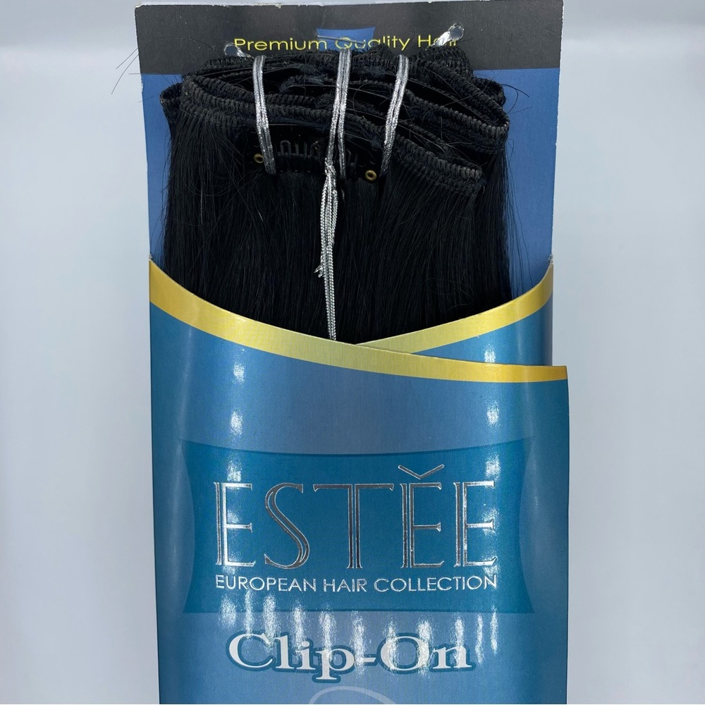 Estee- Clip-On Hair Extension #1B, 26” | Human & Fiber Hair Combined